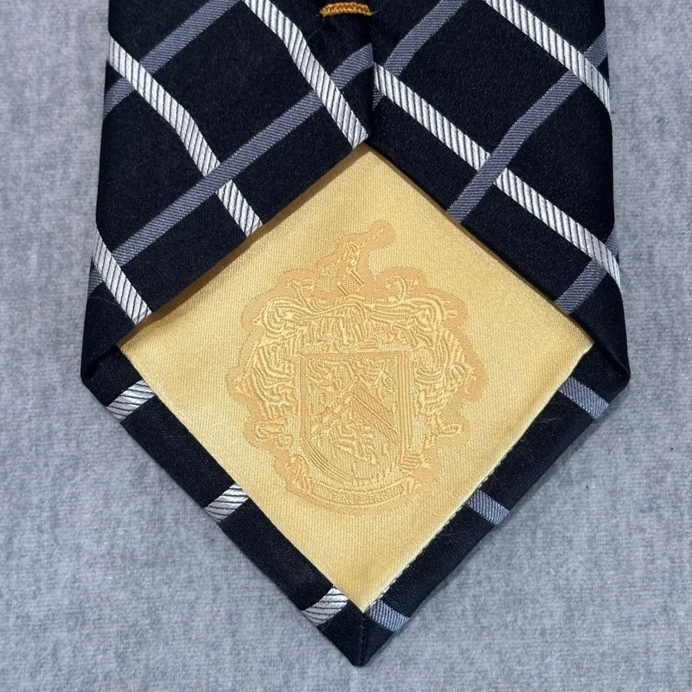 Donald J Trump Signature Collection Silk Tie Black White Grey Grid Pattern Mens
